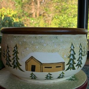 The Cellar Log Cabin wood salad bowl